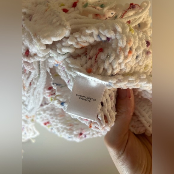 Women’s confetti yarn distressed sweater size small white polka dots cozy - Picture 5 of 7